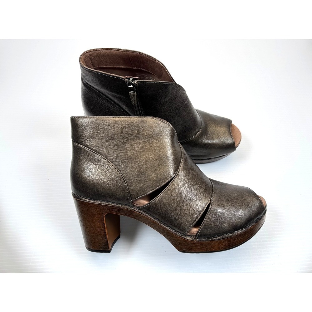 Dansko Delphina Ankle Boots Women 41 US 10.5-11 EUC Leather Open Toe Zip Closure